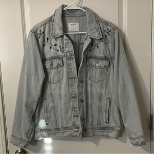 Old Navy Light-Wash Embroidered Cutwork Denim Jacket